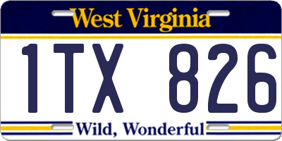WV license plate 1TX826