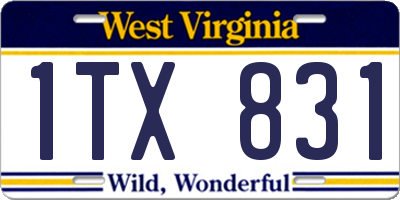 WV license plate 1TX831