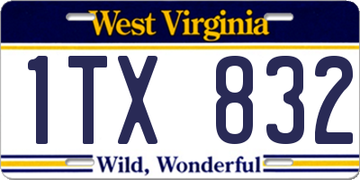 WV license plate 1TX832