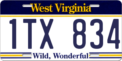 WV license plate 1TX834