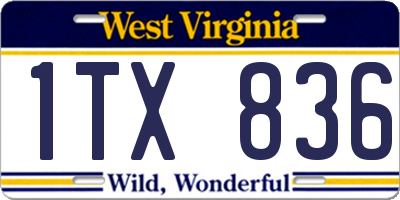 WV license plate 1TX836