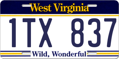 WV license plate 1TX837