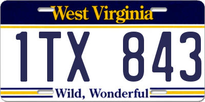 WV license plate 1TX843