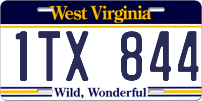 WV license plate 1TX844