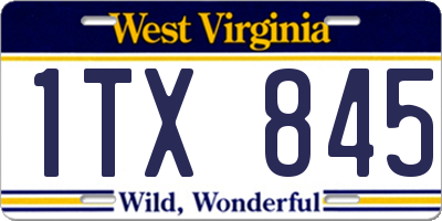 WV license plate 1TX845