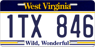 WV license plate 1TX846