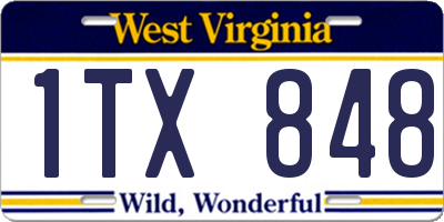 WV license plate 1TX848