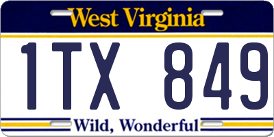 WV license plate 1TX849