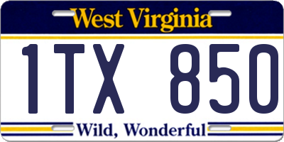 WV license plate 1TX850