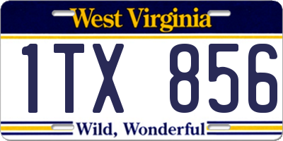 WV license plate 1TX856