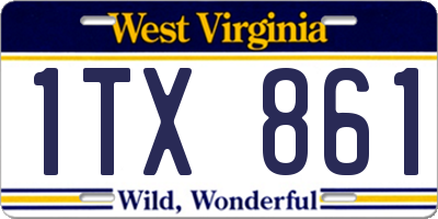 WV license plate 1TX861
