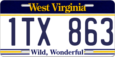 WV license plate 1TX863