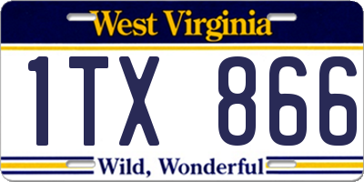 WV license plate 1TX866