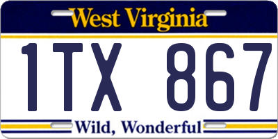 WV license plate 1TX867