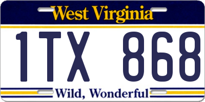 WV license plate 1TX868
