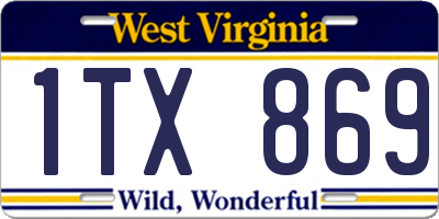 WV license plate 1TX869