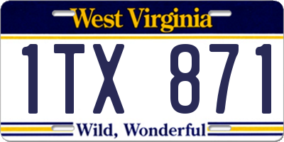 WV license plate 1TX871