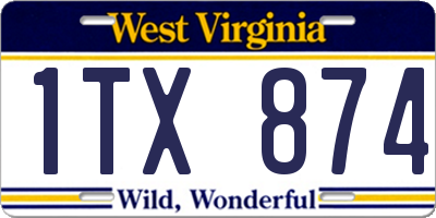 WV license plate 1TX874