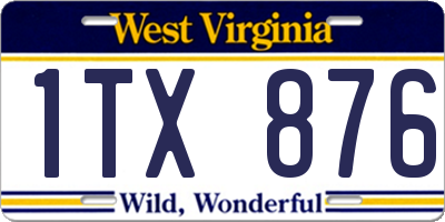 WV license plate 1TX876