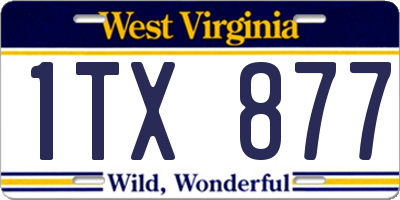 WV license plate 1TX877