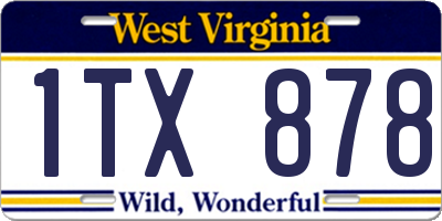 WV license plate 1TX878