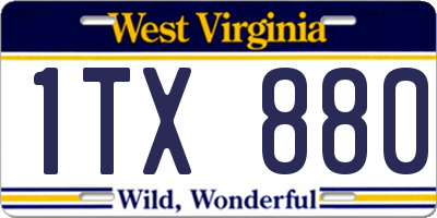 WV license plate 1TX880