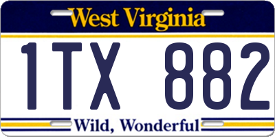 WV license plate 1TX882