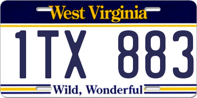 WV license plate 1TX883