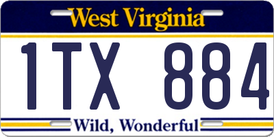 WV license plate 1TX884