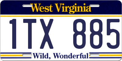 WV license plate 1TX885