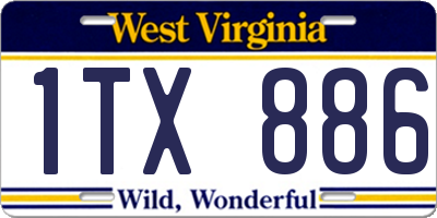 WV license plate 1TX886