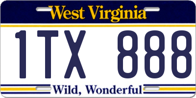 WV license plate 1TX888