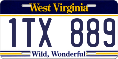 WV license plate 1TX889