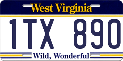 WV license plate 1TX890