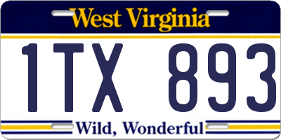 WV license plate 1TX893