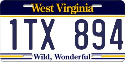WV license plate 1TX894