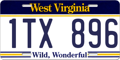 WV license plate 1TX896