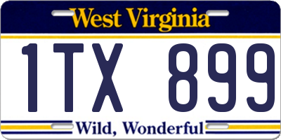 WV license plate 1TX899