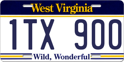 WV license plate 1TX900