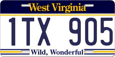 WV license plate 1TX905