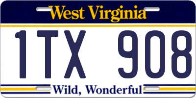 WV license plate 1TX908