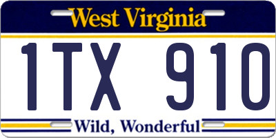 WV license plate 1TX910