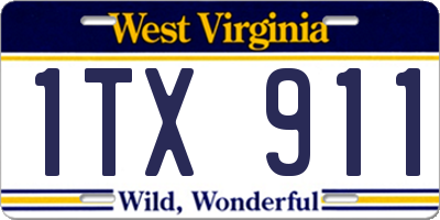 WV license plate 1TX911