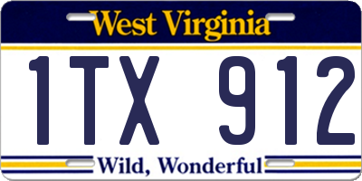 WV license plate 1TX912