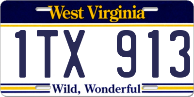 WV license plate 1TX913