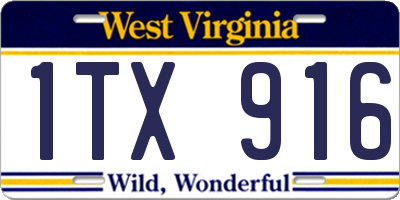 WV license plate 1TX916