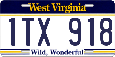 WV license plate 1TX918