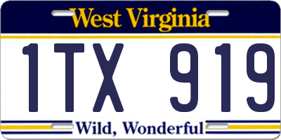 WV license plate 1TX919