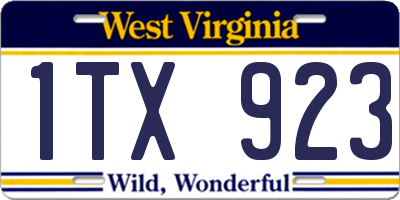 WV license plate 1TX923