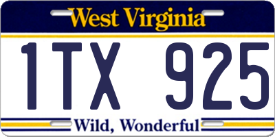WV license plate 1TX925